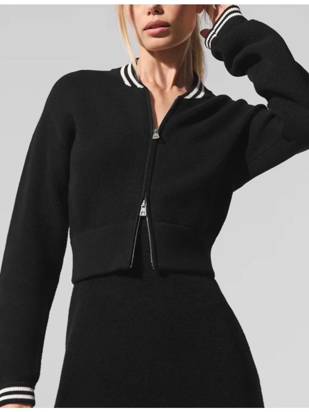 ALO Tennis Club Sweater-Knit Full-Zip Cropped Jacket Size S NWOT